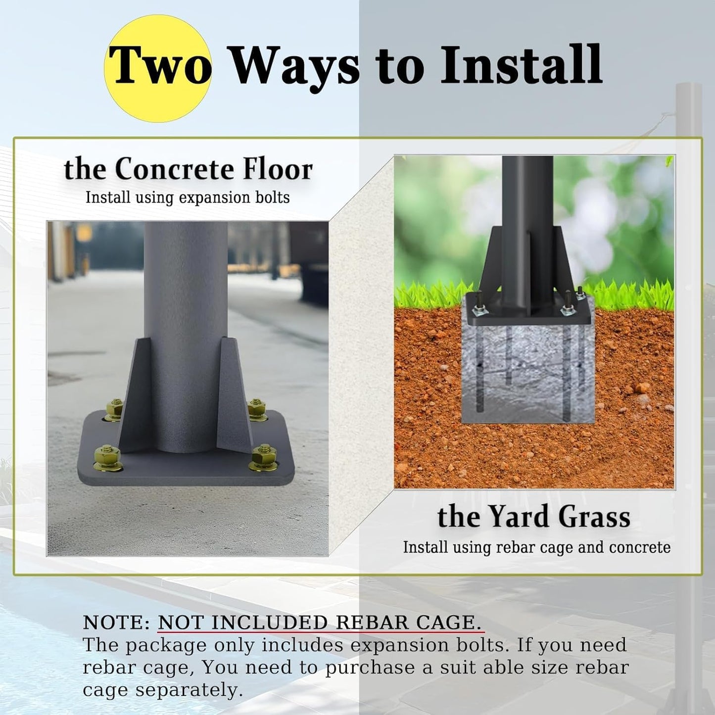 10ft Sun Shade Sail Poles - 2 Pcs Outdoor Sunshade Sail Post with Carabiner Snap Steel Metal Heavy Duty Pole Kit for Support Light String,Sunshade Sail,Canopy - Thickness 1.5mm