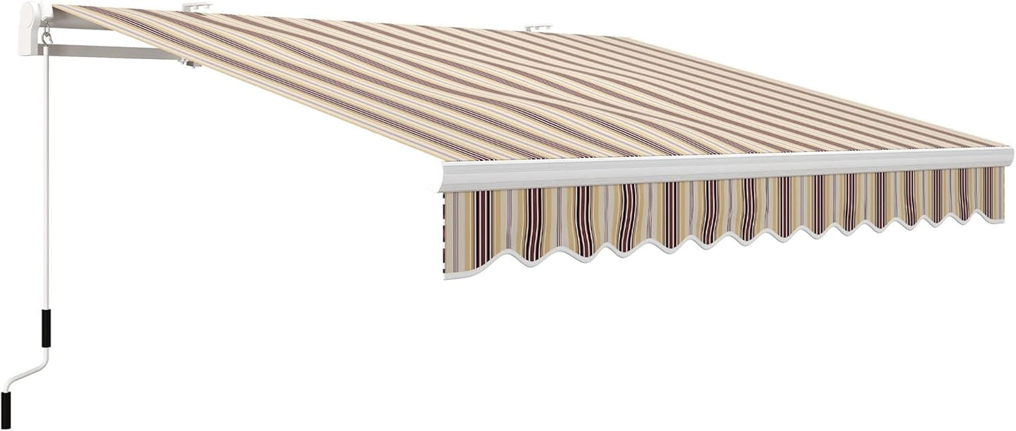 Outsunny 13' x 8' Retractable Awning, Patio Awnings, Sunshade Shelter w/Manual Crank Handle, UV & Water-Resistant Fabric and Aluminum Frame for Deck, Balcony, Yard, Coffee Brown