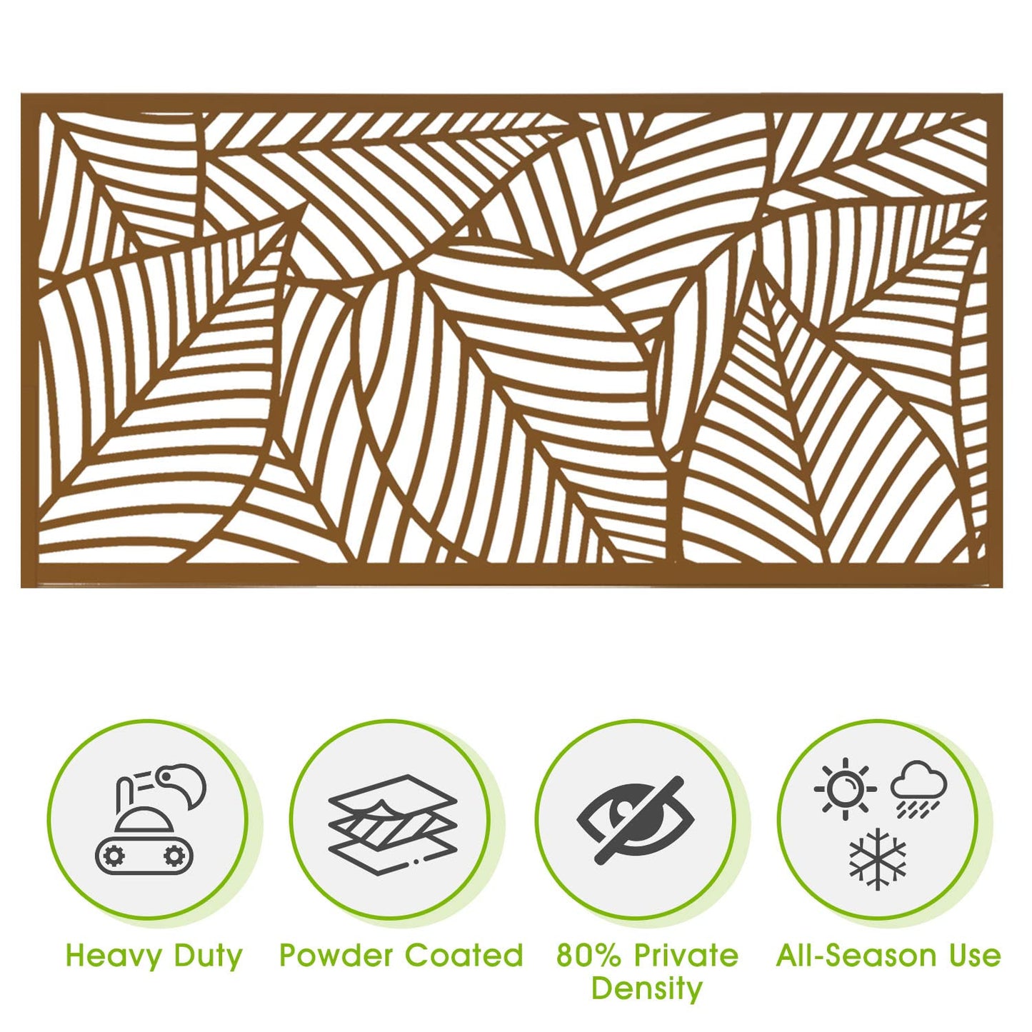 Casaphoria 72" H x 47" W Metal Outdoor Privacy Screen, Freestanding Decorative Divider for Patio, Deck, Balcony, and Garden with Stable Base, Brown Leaves