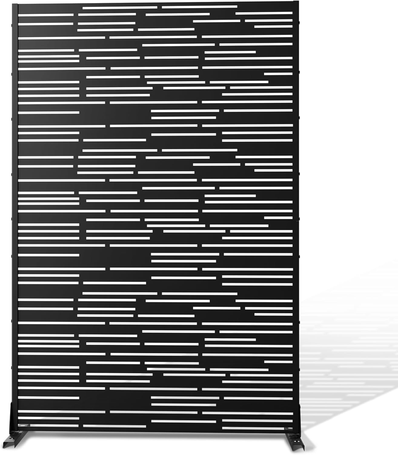 Metal Privacy Screen Outdoor 72" H×47" W,Freestanding Decorative Privacy Screen for Balcony Yard&Garden,Privacy Fence-Black&Louvered