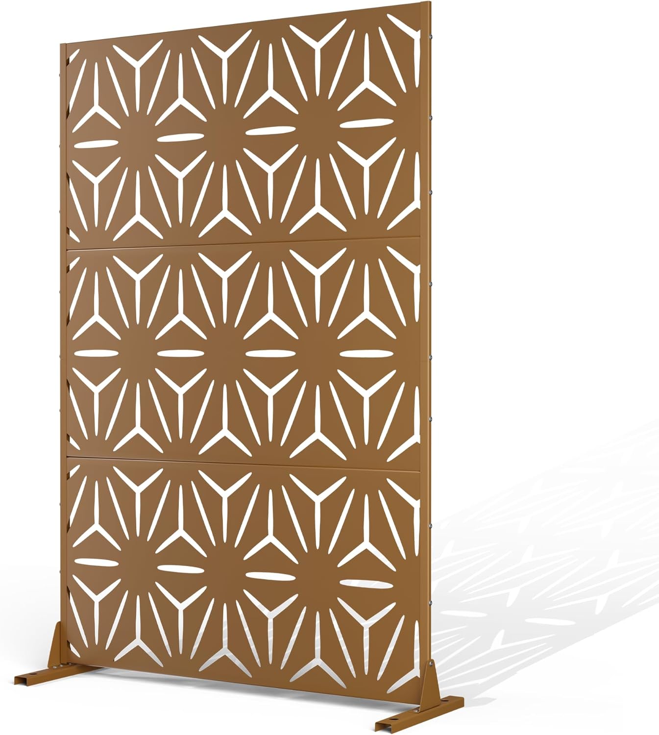 Metal Privacy Screen Outdoor Privacy Screen, Freestanding Fence Panel for Outside, 72''H×44''W, Decorative Screen Panel for Backyard/Patio/Deck