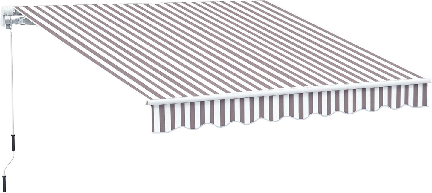 Outsunny 13' x 8' Retractable Awning, Patio Awnings, Sunshade Shelter w/Manual Crank Handle, UV & Water-Resistant Fabric and Aluminum Frame for Deck, Balcony, Yard, Coffee Brown
