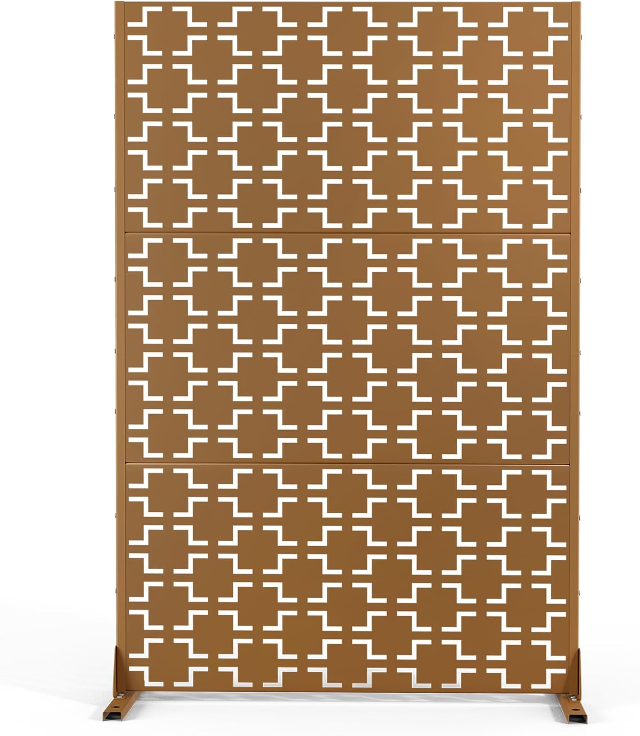 Metal Privacy Screen Outdoor Freestanding Privacy Wall Panels and Decorative Patio Dividers, Crafted from Steel with Sun-Proof Design, Ideal for Patio, Deck, Garden,72"H×47"L（Black&Louvered）