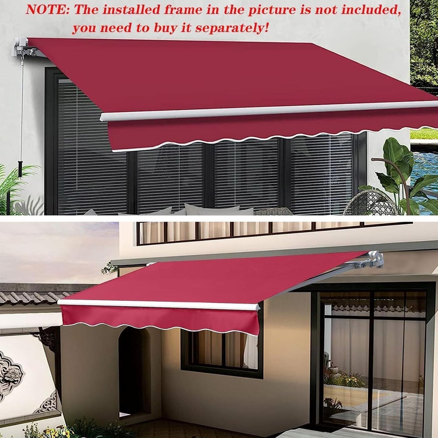 Scalable terrace sunshade with canvas replacement (frameless), rain and sun protection suitable for installation in courtyards, balconies, storefronts, courtyards, hotels, homes, and beach sunshades(R