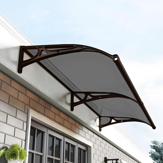 Aluminum Bracket Awning Canopy - Black Exterior Window & Door Cover for Sun, Rain, Snow Protection, Easy Installation for Terraces, Bedrooms & Entryways