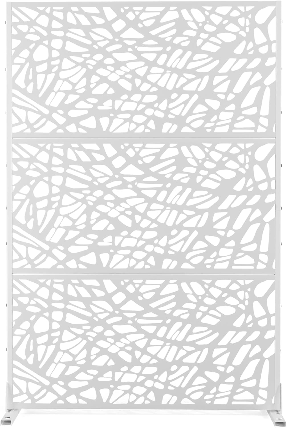 Metal Privacy Screen Outdoor Freestanding Privacy Wall Panels and Decorative Patio Dividers, Crafted from Steel with Sun-Proof Design, Ideal for Patio, Deck, Garden,72"H×47"L（Black&Louvered）