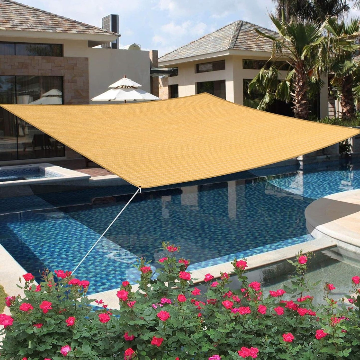 4' x 8' Sand Rectangle Sun Shade Sail Canopy, 95% UV Blockage Awning Shelter Fabric Cloth Screen for Patio Outdoor Backyard - Heavy Duty Commercial Grade (Custom Size - Made in USA)