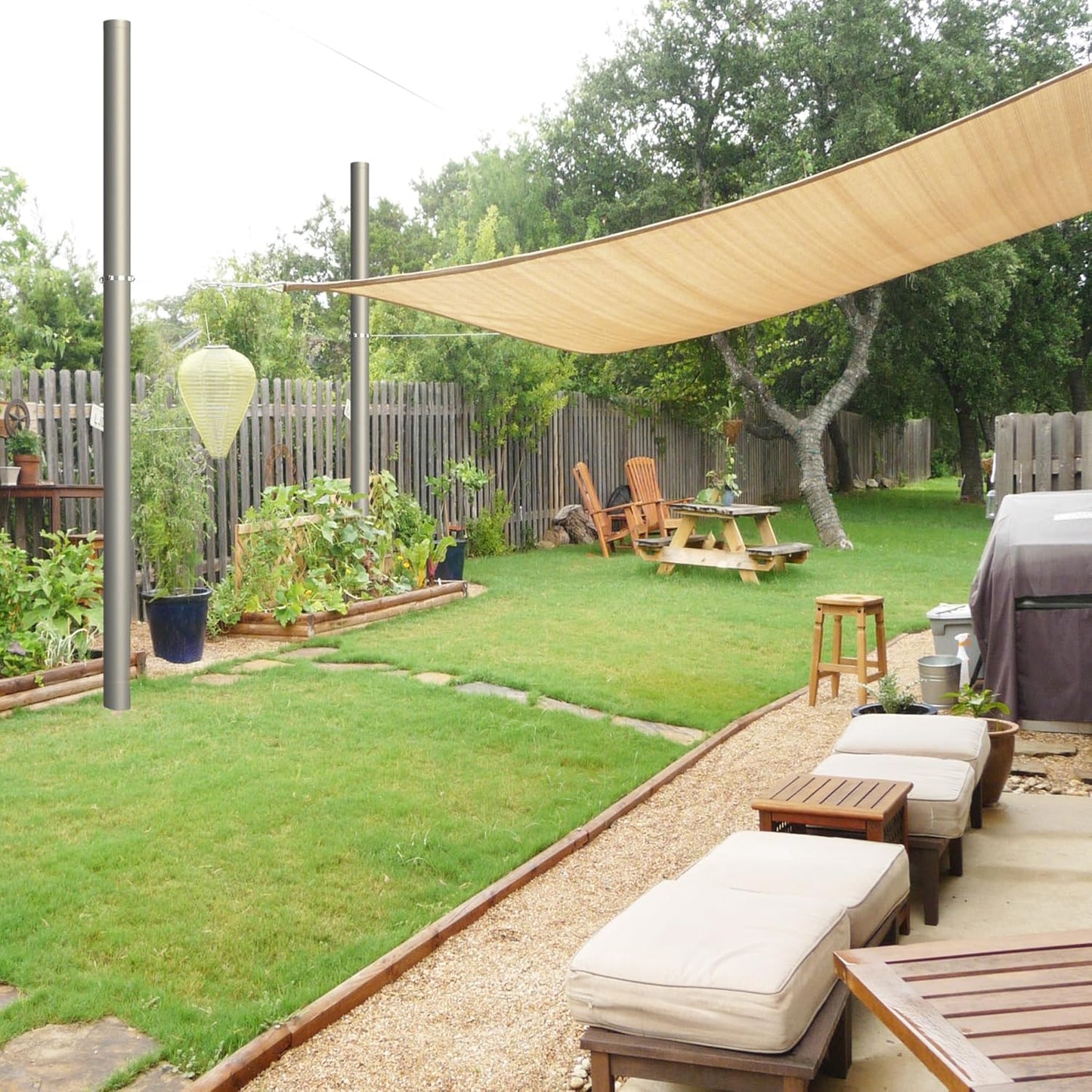 Shade Sail Poles, Heavy Duty Sun Shade Poles, Screw in Poles for Sun Shades Outdoor, 12 Ft Sun Shade Sail Poles with D-Clamps, 2.28" Sun Shade Pole Kit for Ground Soil Backyard, 2 Packs