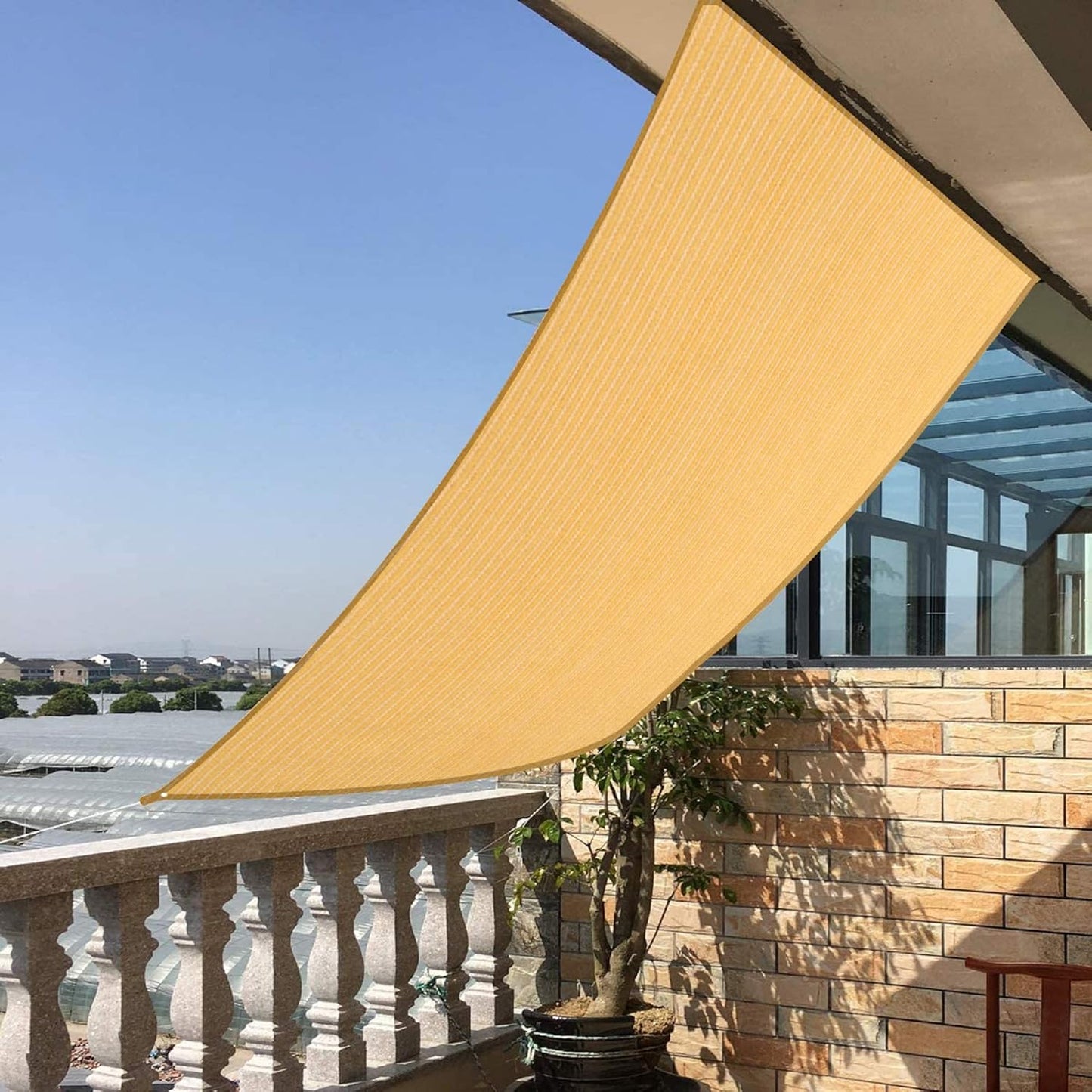 4' x 8' Sand Rectangle Sun Shade Sail Canopy, 95% UV Blockage Awning Shelter Fabric Cloth Screen for Patio Outdoor Backyard - Heavy Duty Commercial Grade (Custom Size - Made in USA)