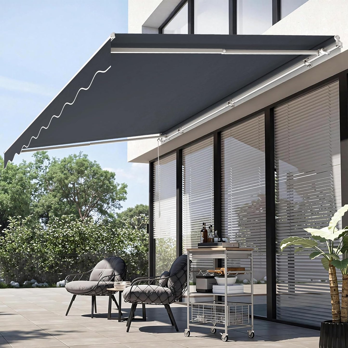 MCombo 13.2x7.8 Feet Manual Retractable Patio Door Window Awning Sunshade Shelter Outdoor Canopy,1308 (Grey, 13.2'(L) x 7.8'(W))