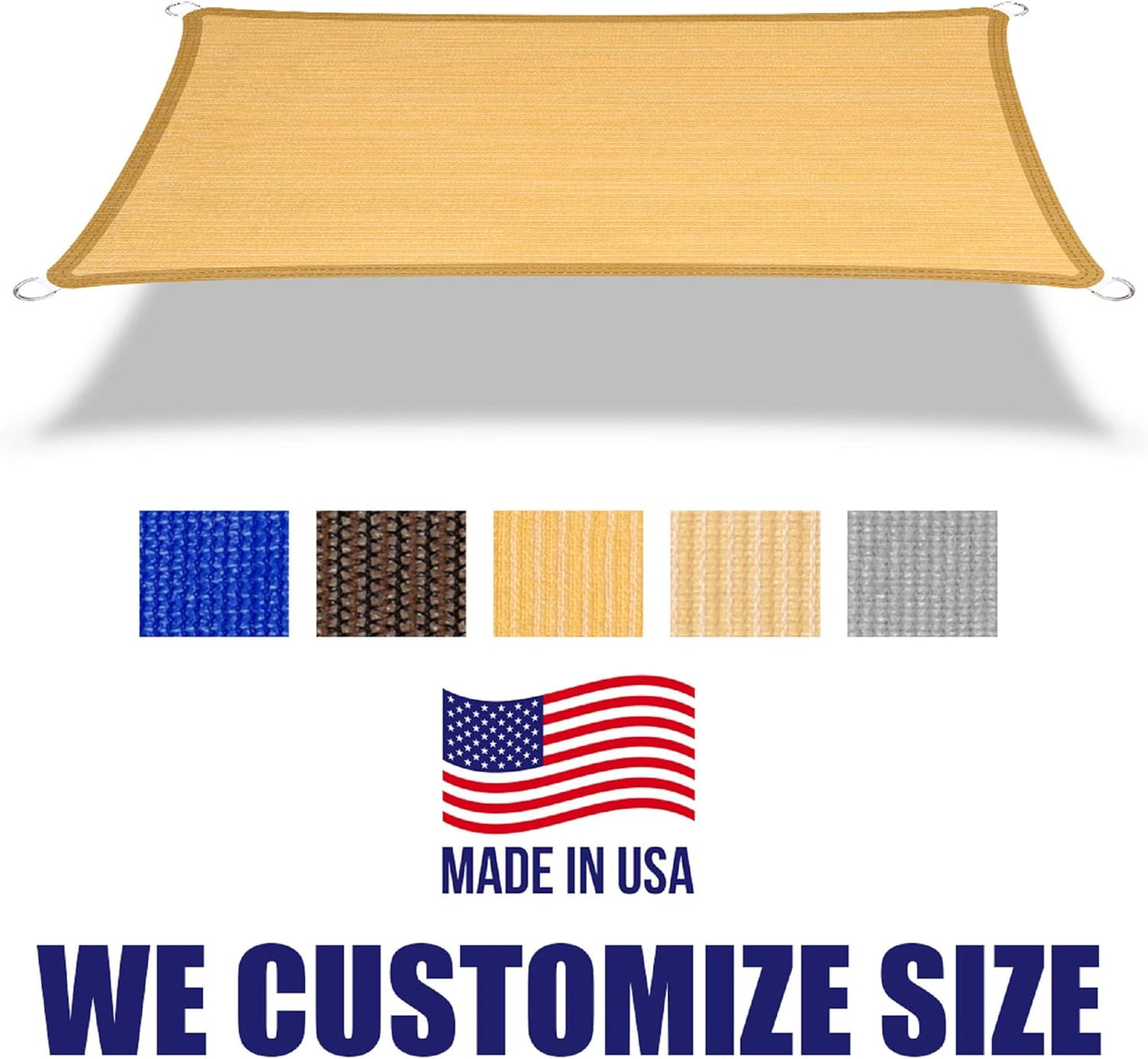 4' x 8' Sand Rectangle Sun Shade Sail Canopy, 95% UV Blockage Awning Shelter Fabric Cloth Screen for Patio Outdoor Backyard - Heavy Duty Commercial Grade (Custom Size - Made in USA)