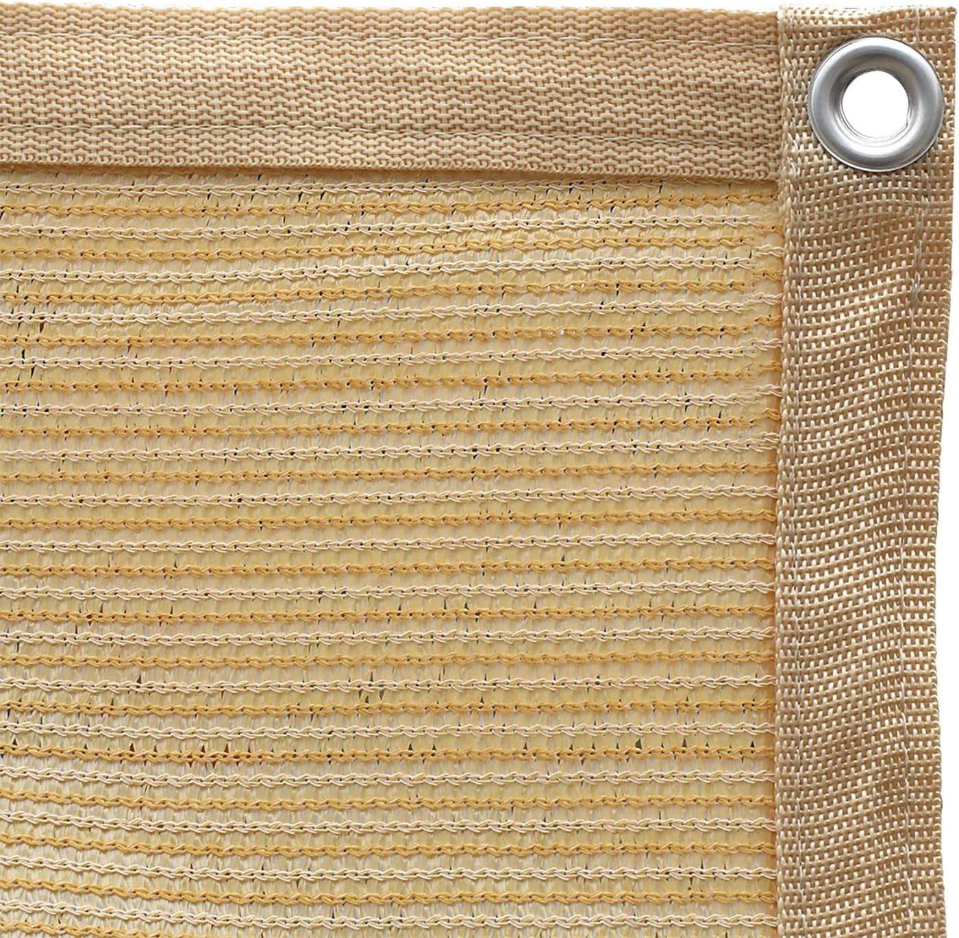 Shatex 90% Shade Fabric 10x 12ft Sun Shade Cloth with Grommets for Pergola Cover Canopy Wheat, 12 Bungee Balls