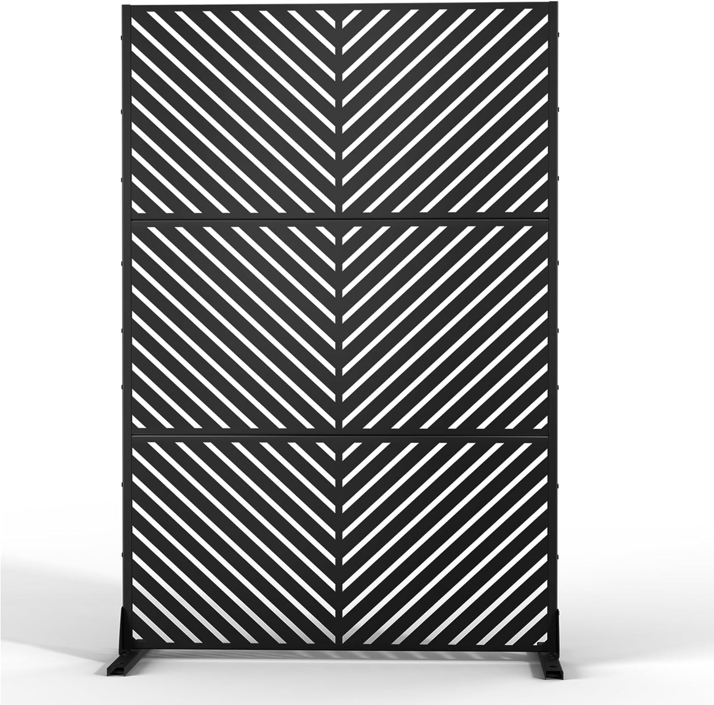 Metal Privacy Screen Outdoor Freestanding Privacy Wall Panels and Decorative Patio Dividers, Crafted from Steel with Sun-Proof Design, Ideal for Patio, Deck, Garden,72"H×47"L（Black&Louvered）