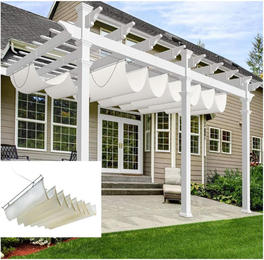 U-Shaped Wave Net Retractable Wave Shade Sails Retractable Pergola Canopy Outdoor U-Shaped Wave Net Pergola Shade Cover Retractable U-Shaped Wave Sunshade Balcony Deck Wave Awning(W:1.7m/5.57