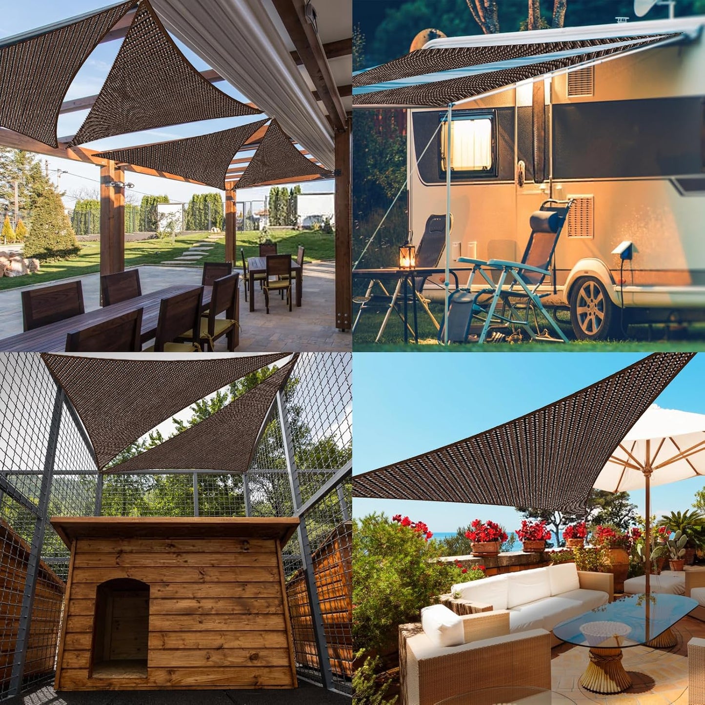 5' x 5' x 7.1' Brown Straight Edge Sun Shade Sail, Triangle Awning Outdoor Shade Cloth Pergola Cover UV Block Fabric- Customized