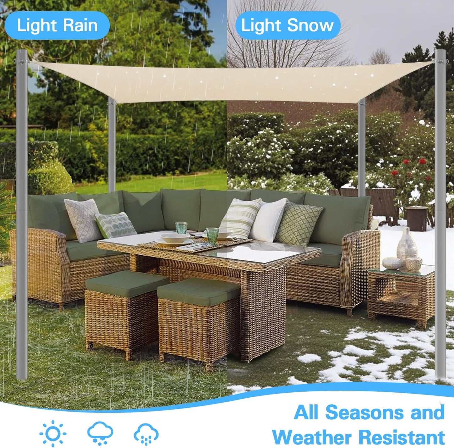 Shade Sail Poles, 12Ft Sun Shade Sail Poles with Spiral Drill Bit, Heavy Duty Shade Sail Post with D-Clamp for Garden Yard Backyard, 2 Pack