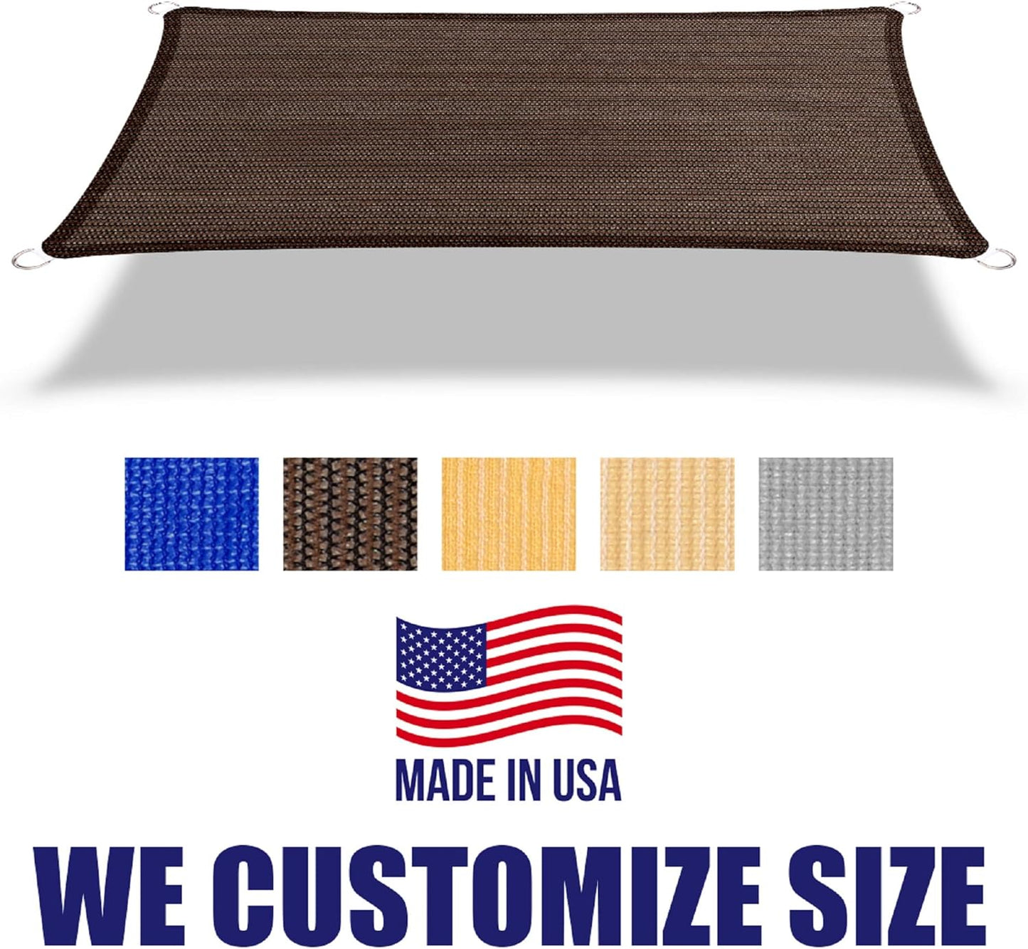 4' x 8' Brown Rectangle Sun Shade Sail Canopy, 95% UV Blockage Awning Shelter Fabric Cloth Screen for Patio Outdoor Backyard - Heavy Duty Commercial Grade (Custom Size - Made in USA)