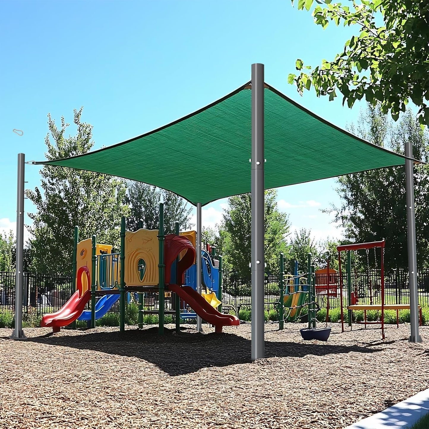 10ft Sun Shade Sail Poles - 2 Pcs Outdoor Sunshade Sail Post with Carabiner Snap Steel Metal Heavy Duty Pole Kit for Support Light String,Sunshade Sail,Canopy - Thickness 1.5mm