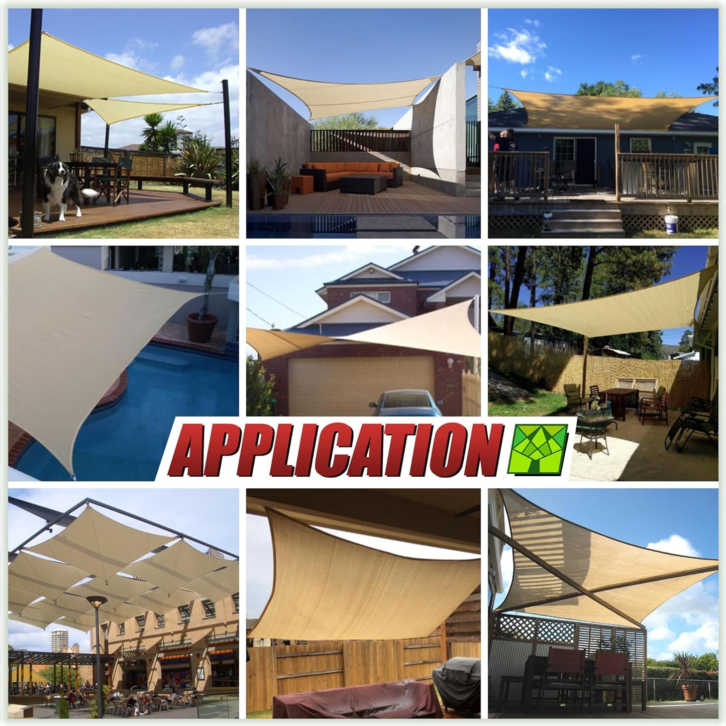 Colourtree 8' x 16' Beige Sun Shade Sail Rectangle Canopy Fabric Cloth Screen, Water Permeable, UV Block UPF50 & Heavy Duty, Carport Patio Outdoor (We Customize Size)