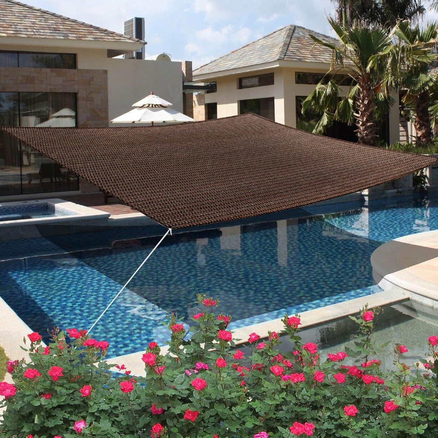 4' x 8' Brown Rectangle Sun Shade Sail Canopy, 95% UV Blockage Awning Shelter Fabric Cloth Screen for Patio Outdoor Backyard - Heavy Duty Commercial Grade (Custom Size - Made in USA)